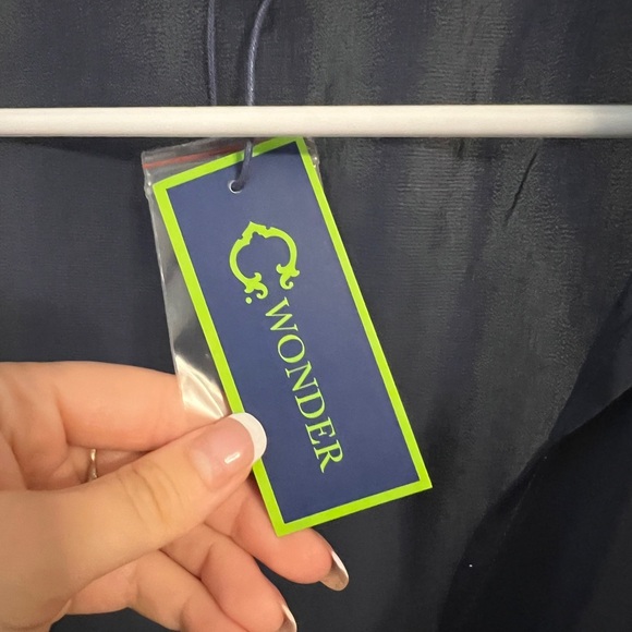 FINAL PRICE NWT C Wonder Navy Blue Long Sleeve Collared Wrap Dress - Picture 4 of 5